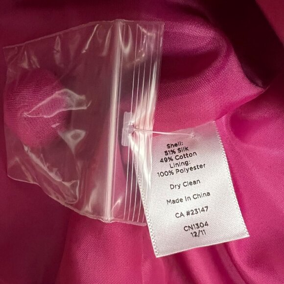 Talbots Blazer Jacket Size 8 One Button 3/4 Sleeve Silk Blend Fuchsia Pink - Picture 8 of 10